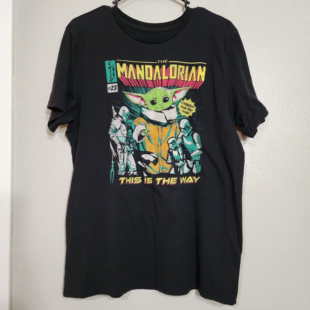 Star Wars Mandalorian Comic Style Black Cotton T-shirt Size XL Mad Engine